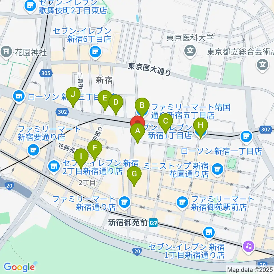 新宿SOMEDAY周辺のコンビニエンスストア一覧地図