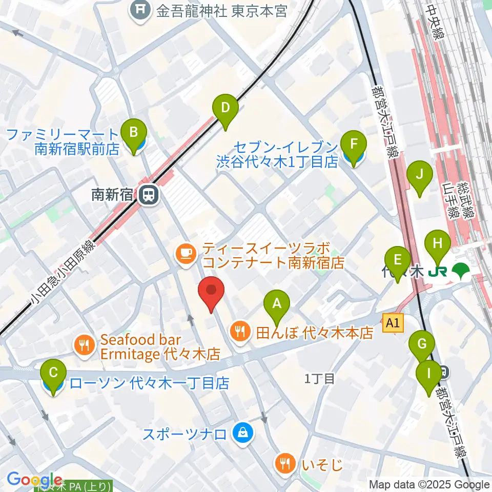 代々木Barbara周辺のコンビニエンスストア一覧地図