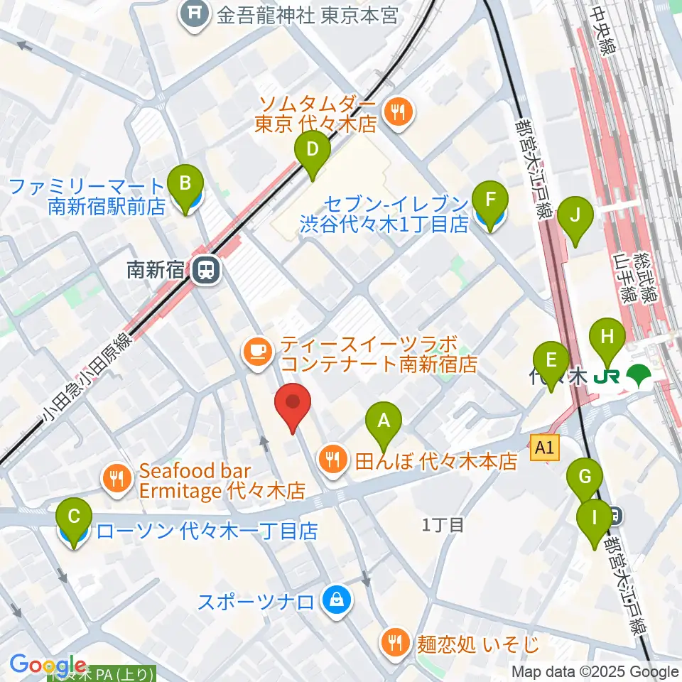 代々木Barbara周辺のコンビニエンスストア一覧地図