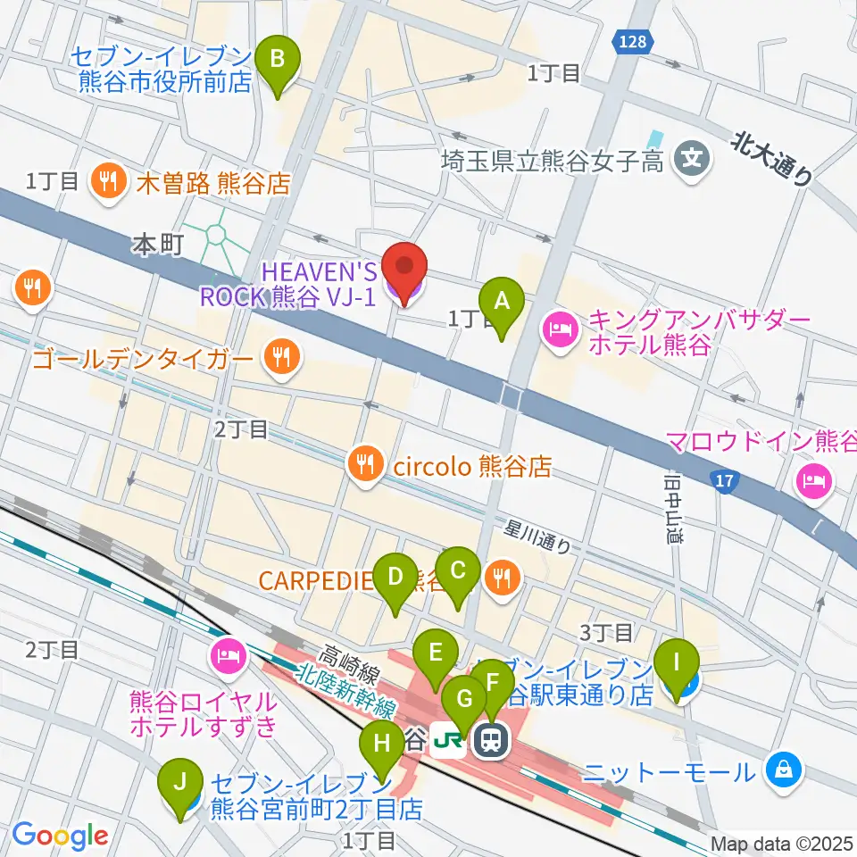 ヘブンズロック熊谷VJ-1周辺のコンビニエンスストア一覧地図
