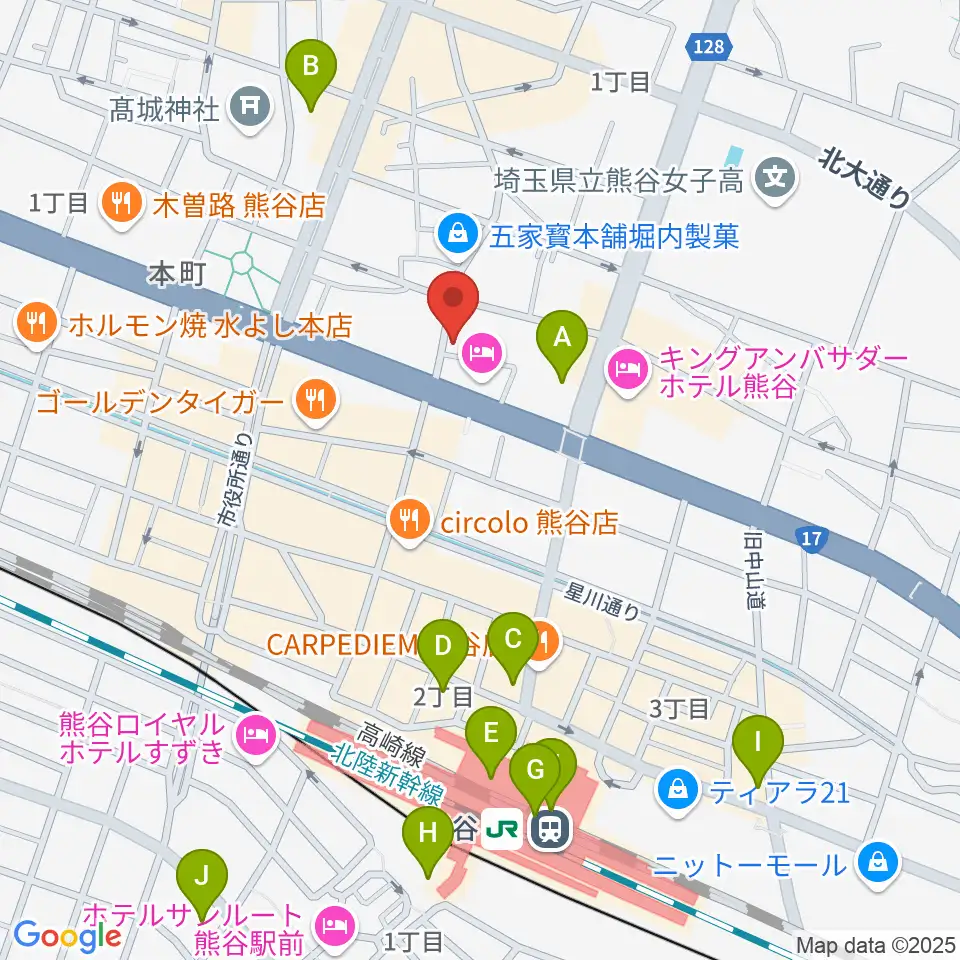 ヘブンズロック熊谷VJ-1周辺のコンビニエンスストア一覧地図