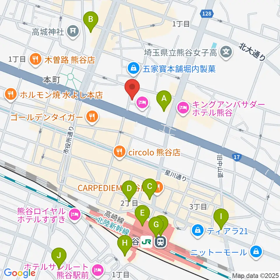ヘブンズロック熊谷VJ-1周辺のコンビニエンスストア一覧地図