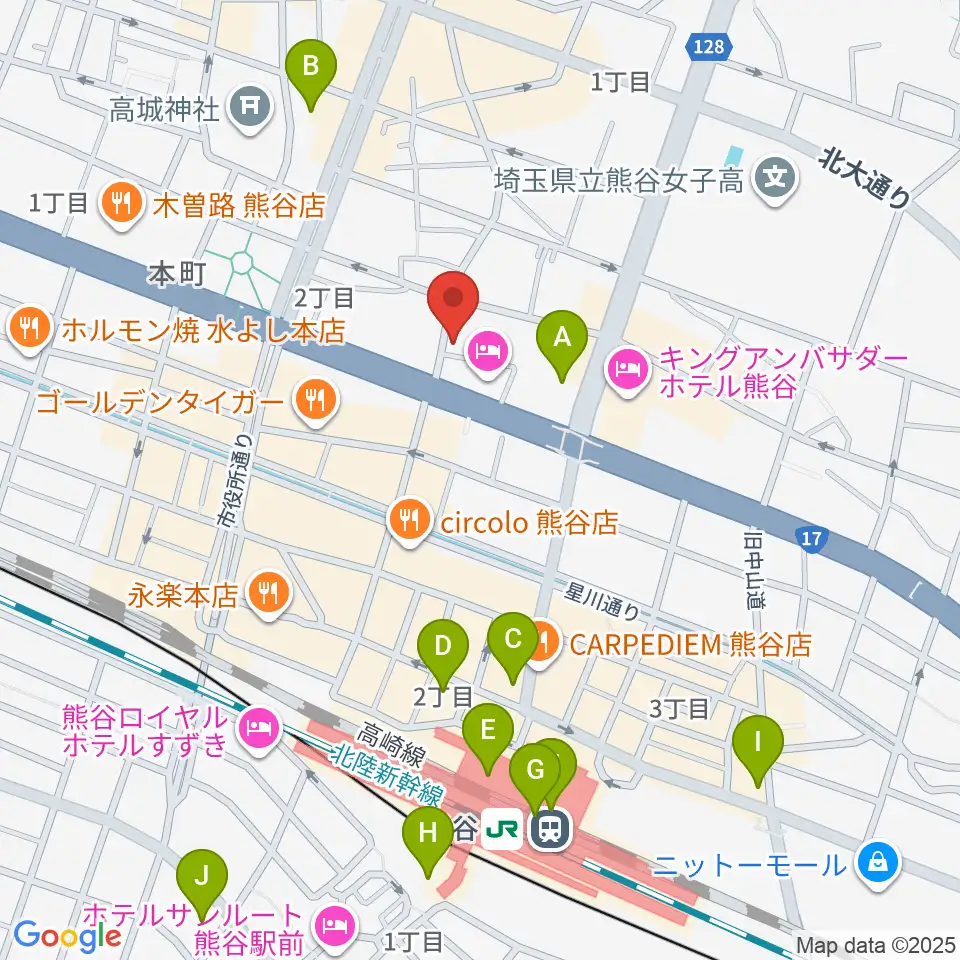 ヘブンズロック熊谷VJ-1周辺のコンビニエンスストア一覧地図