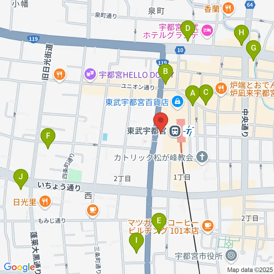 宇都宮ヘブンズロック周辺のコンビニエンスストア一覧地図