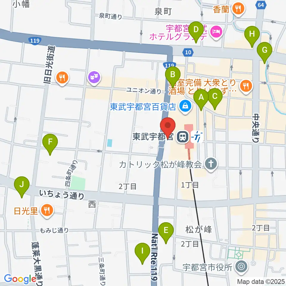 宇都宮ヘブンズロック周辺のコンビニエンスストア一覧地図