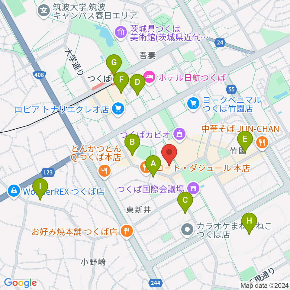 つくばパークダイナー周辺のコンビニエンスストア一覧地図