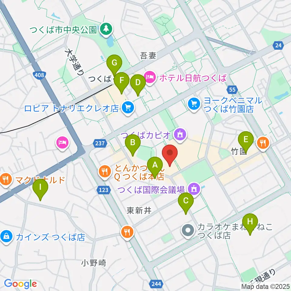つくばパークダイナー周辺のコンビニエンスストア一覧地図
