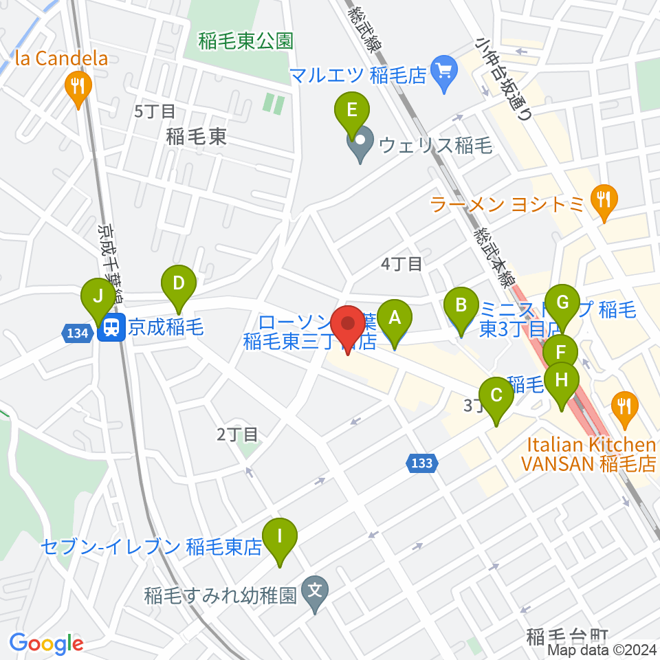 稲毛K'S DREAM周辺のコンビニエンスストア一覧地図