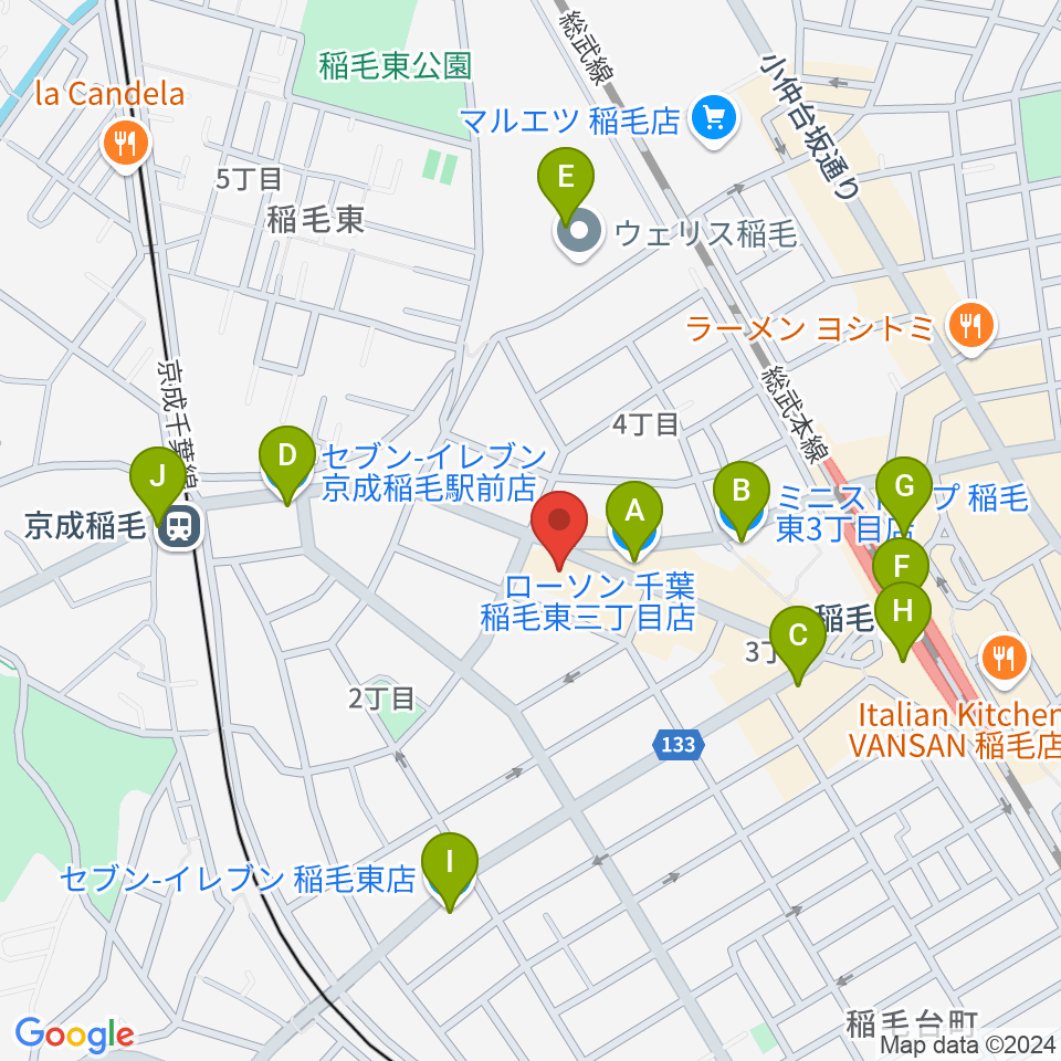 稲毛K'S DREAM周辺のコンビニエンスストア一覧地図