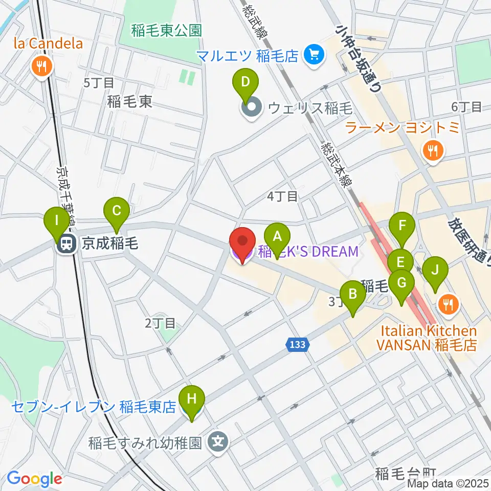 稲毛K'S DREAM周辺のコンビニエンスストア一覧地図