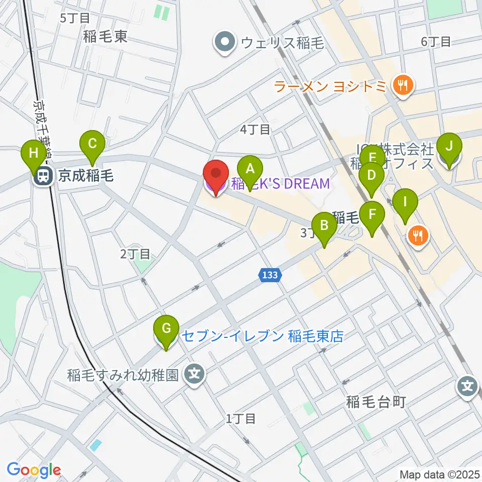 稲毛K'S DREAM周辺のコンビニエンスストア一覧地図