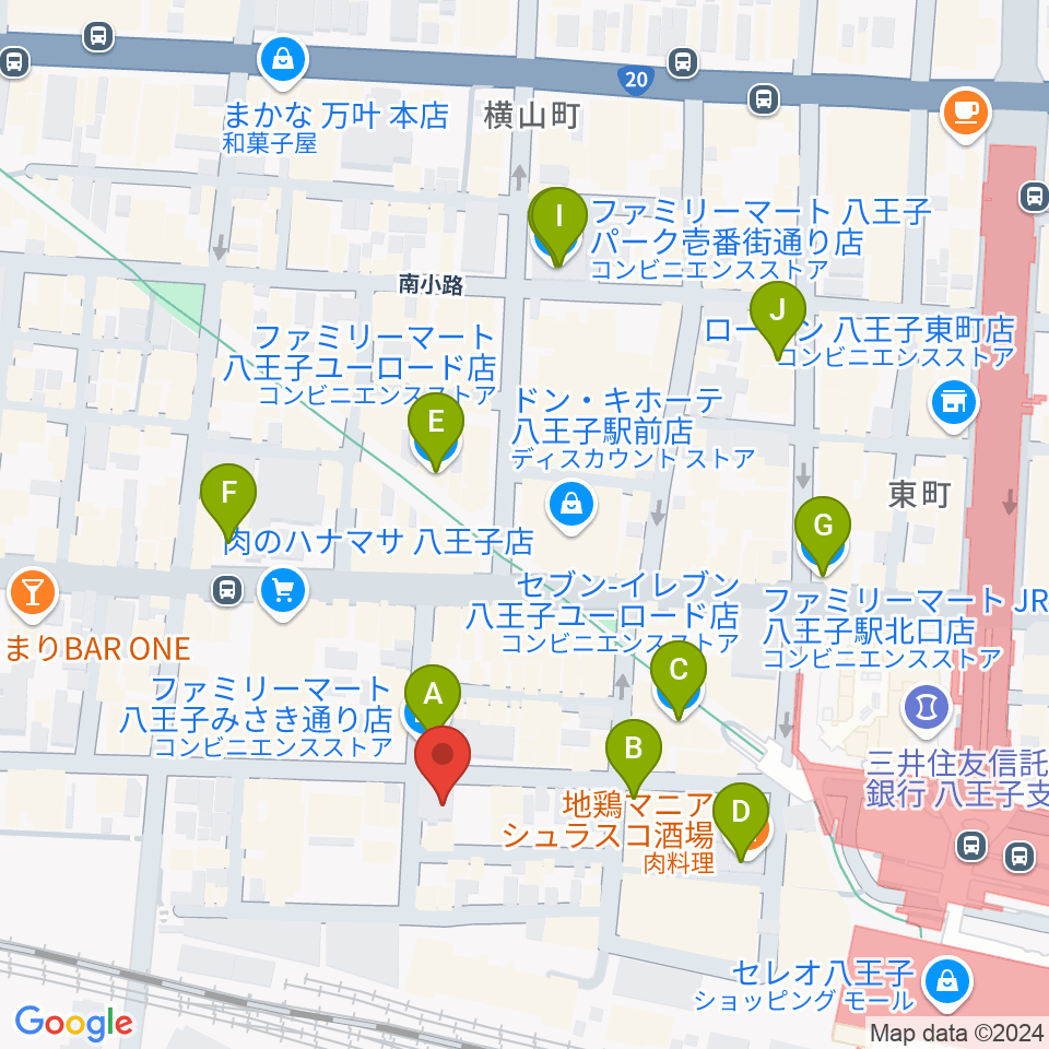 八王子Match Vox周辺のコンビニエンスストア一覧地図