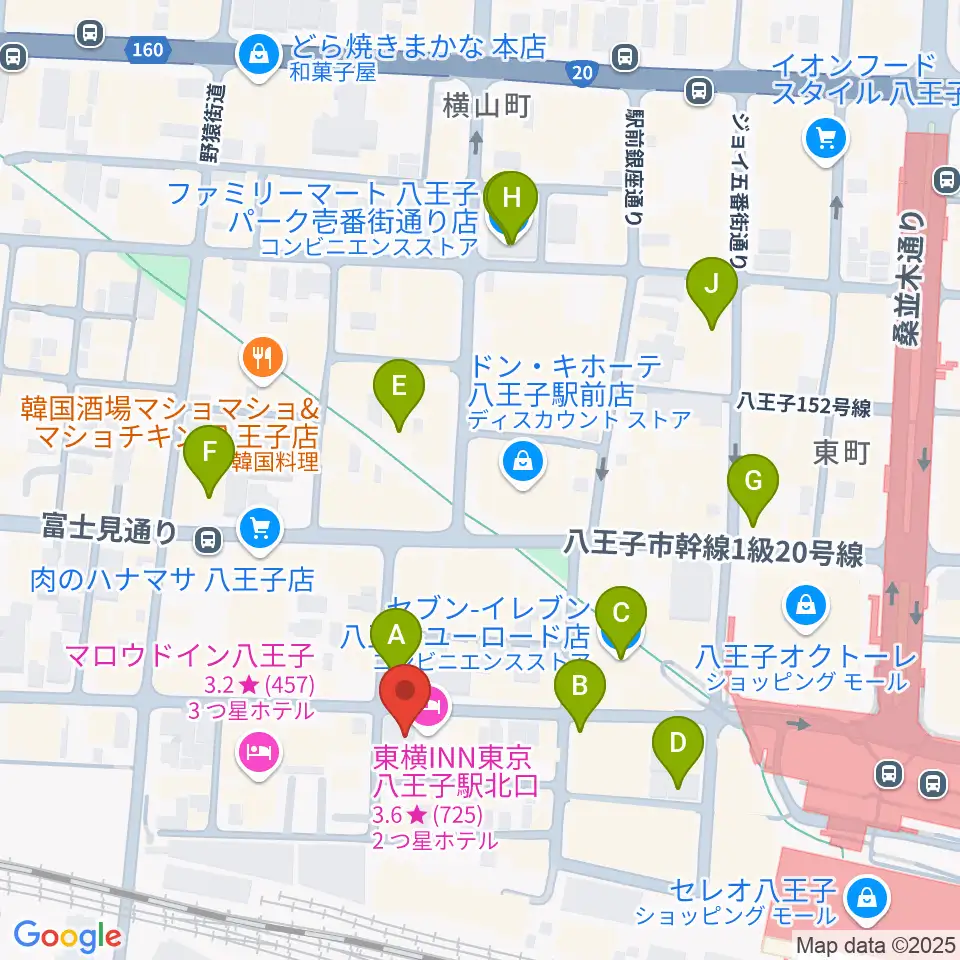 八王子Match Vox周辺のコンビニエンスストア一覧地図