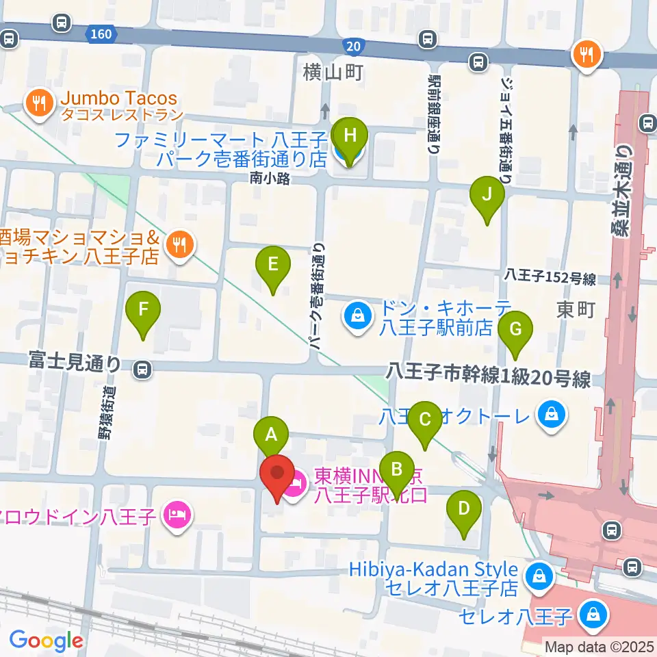 八王子Match Vox周辺のコンビニエンスストア一覧地図