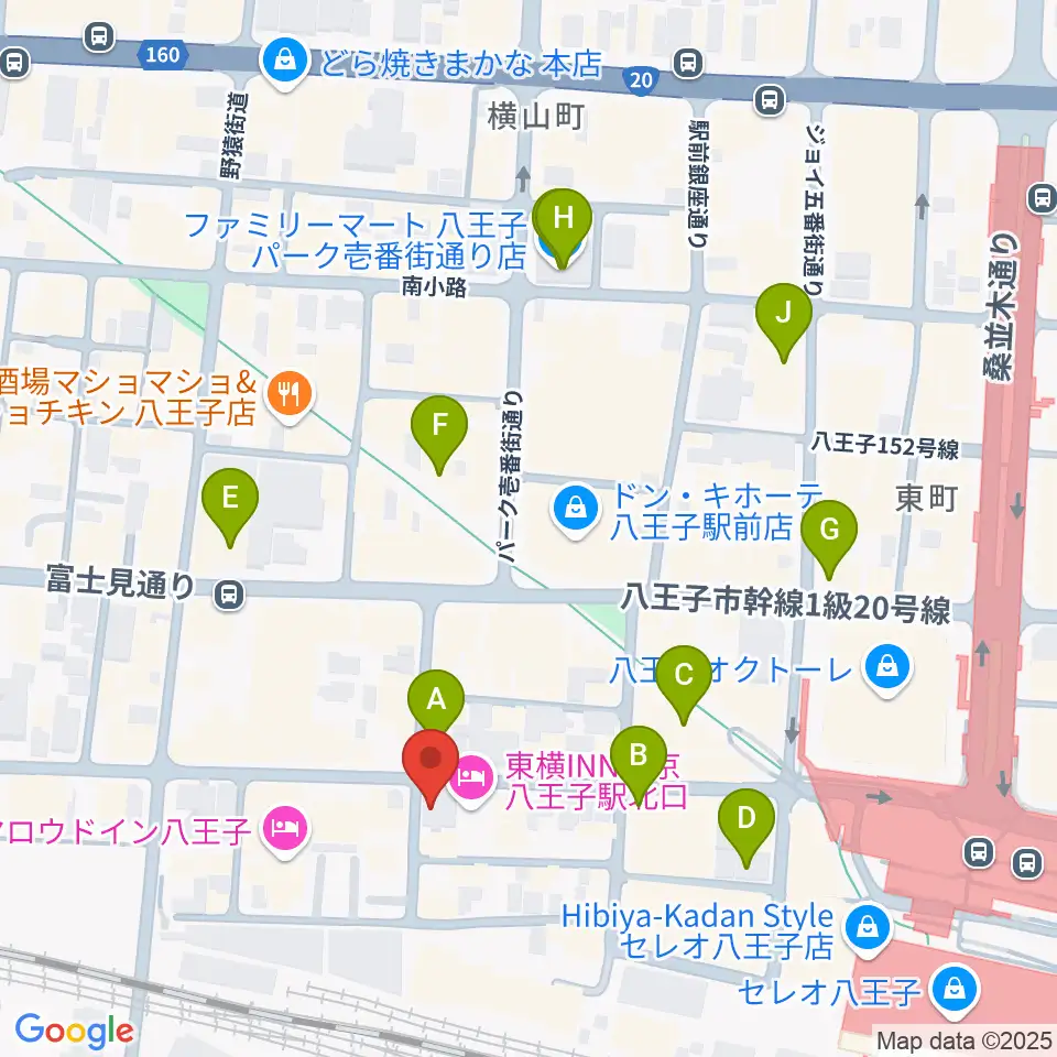 八王子RIPS周辺のコンビニエンスストア一覧地図