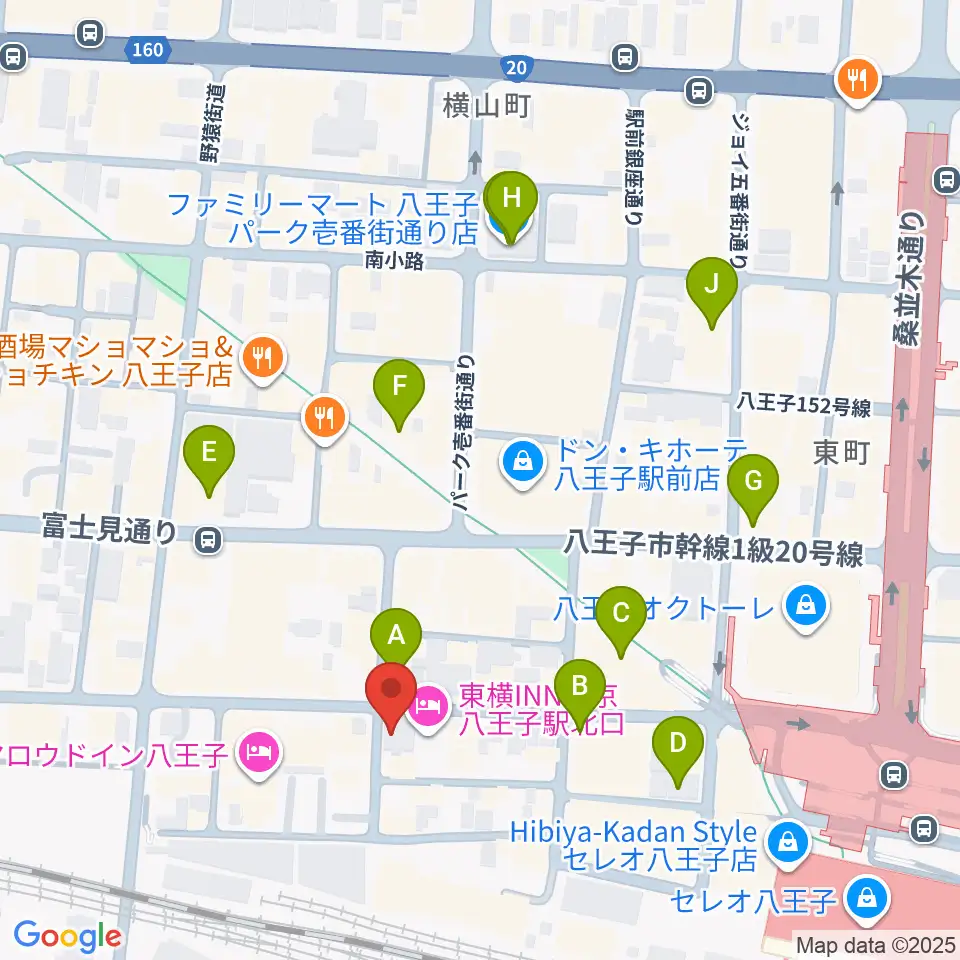 八王子RIPS周辺のコンビニエンスストア一覧地図