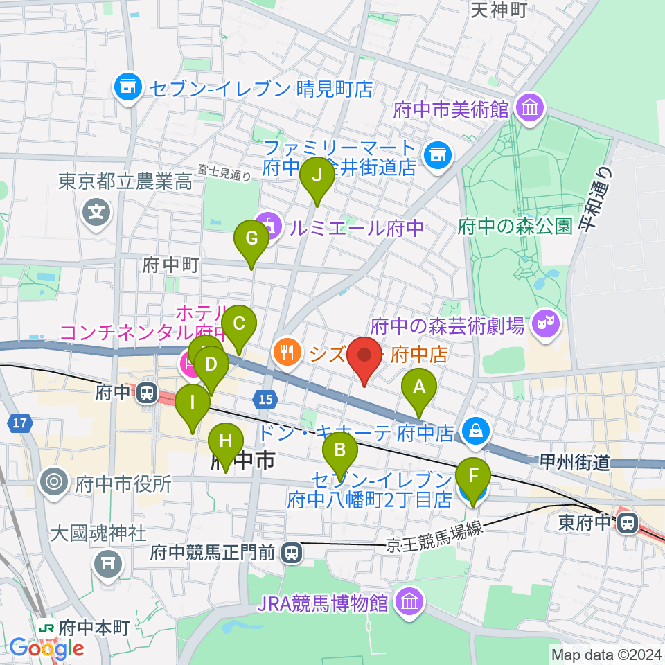 府中Flight周辺のコンビニエンスストア一覧地図