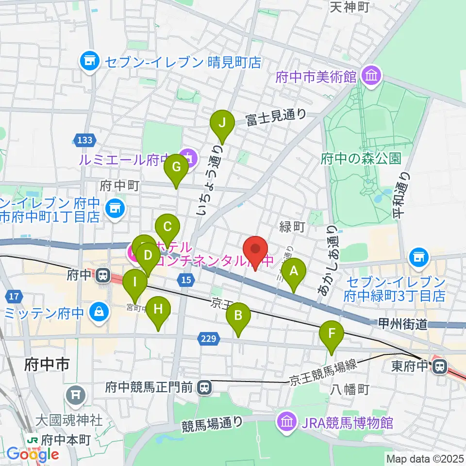 府中Flight周辺のコンビニエンスストア一覧地図