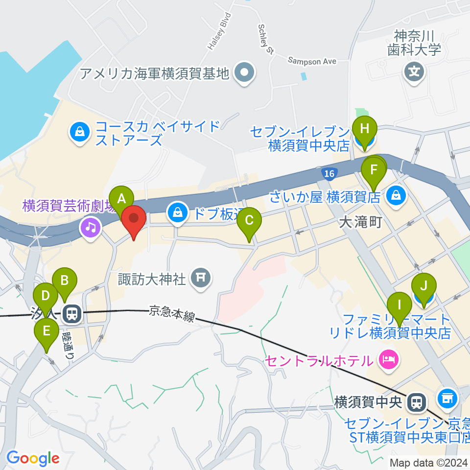 横須賀かぼちゃ屋周辺のコンビニエンスストア一覧地図