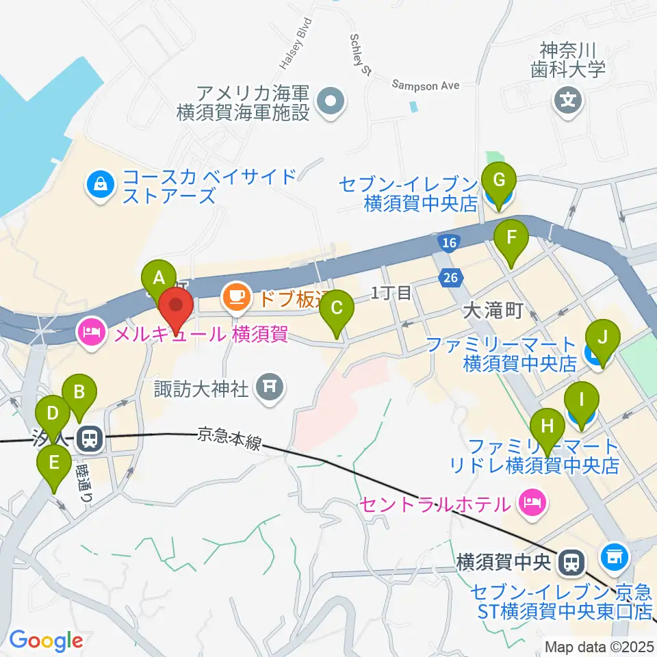 横須賀かぼちゃ屋周辺のコンビニエンスストア一覧地図