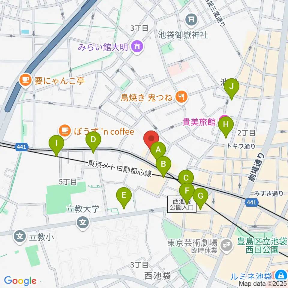 池袋バレルハウス周辺のコンビニエンスストア一覧地図