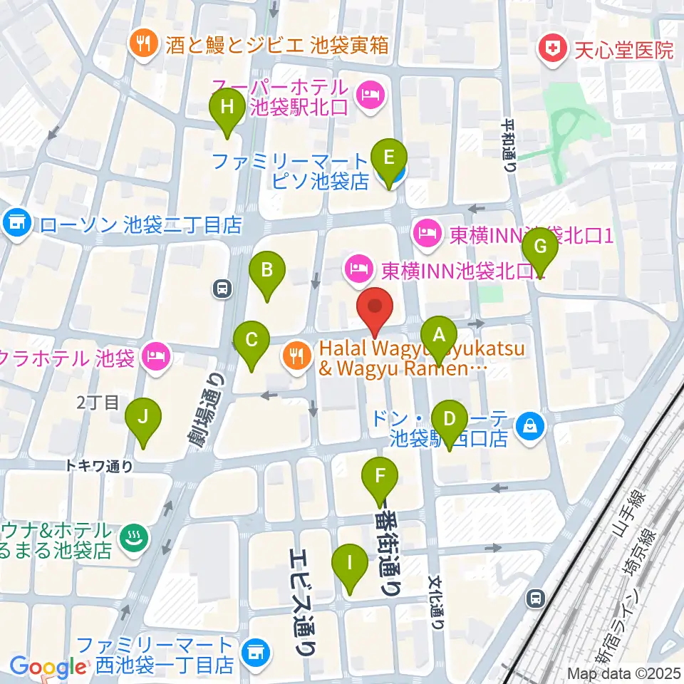 池袋手刀 チョップ周辺のコンビニエンスストア一覧地図