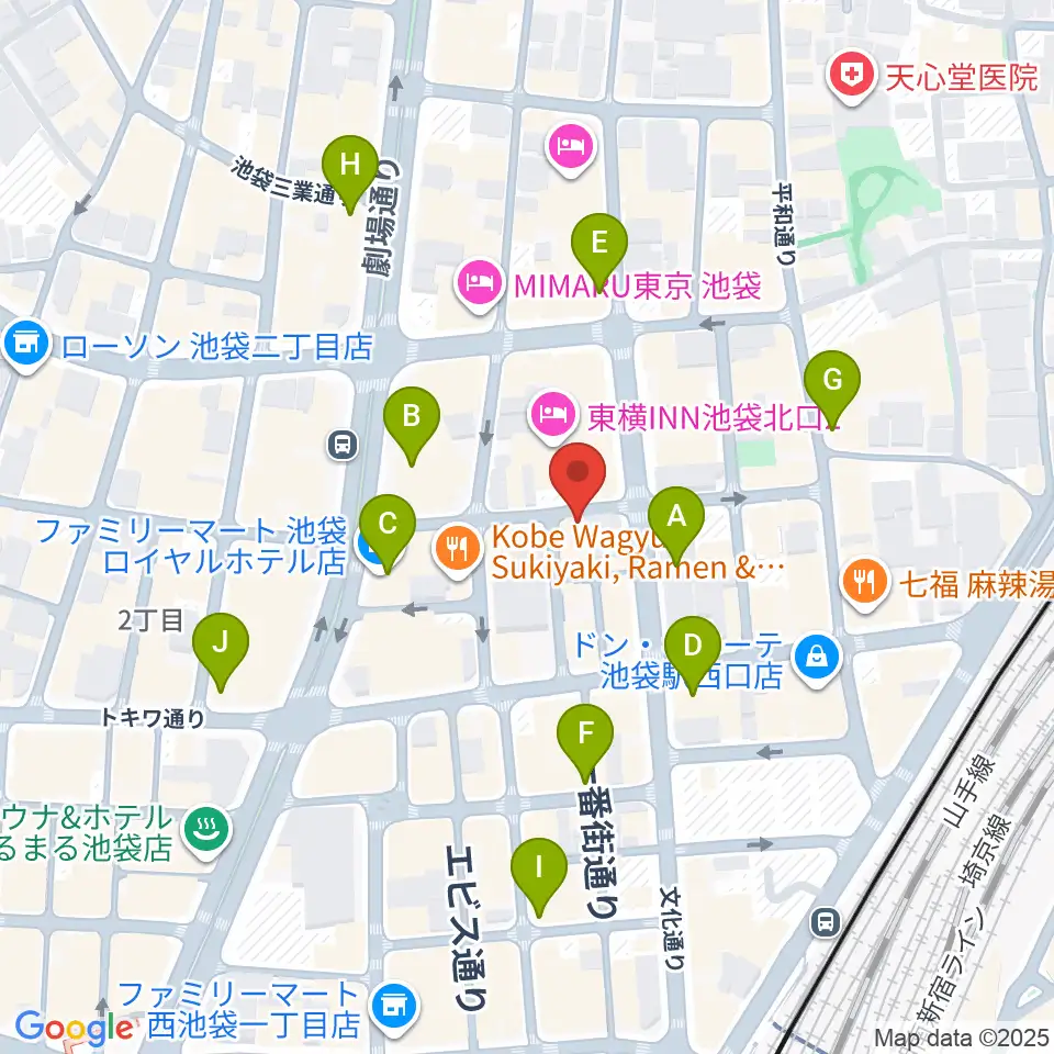 池袋手刀 チョップ周辺のコンビニエンスストア一覧地図