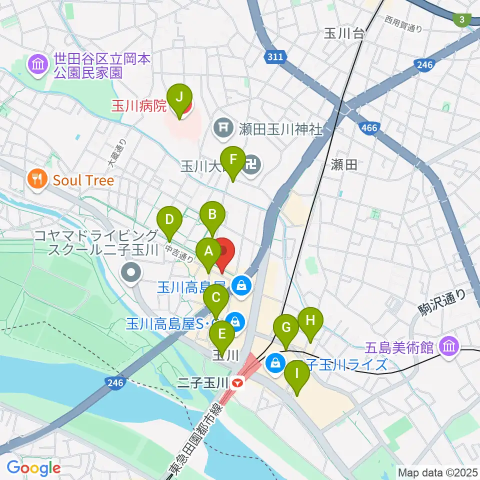 二子玉川GEMINI Theater周辺のコンビニエンスストア一覧地図