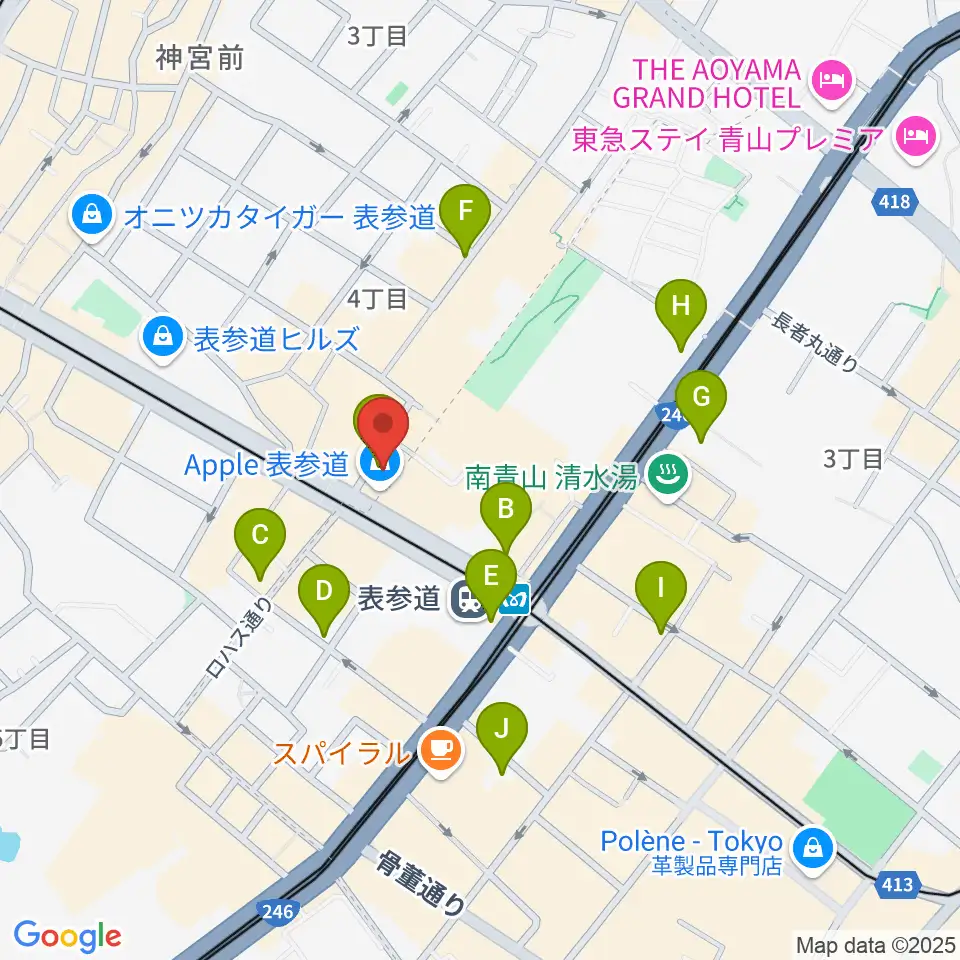 表参道GROUND周辺のコンビニエンスストア一覧地図