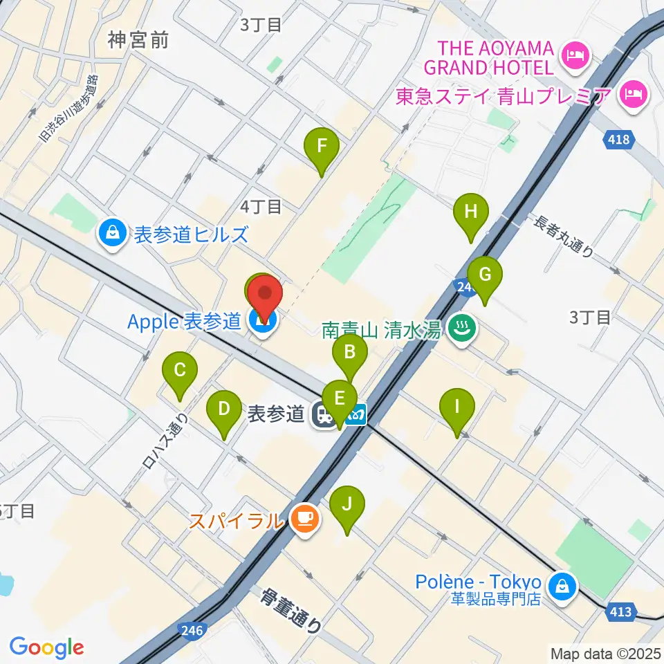 表参道GROUND周辺のコンビニエンスストア一覧地図