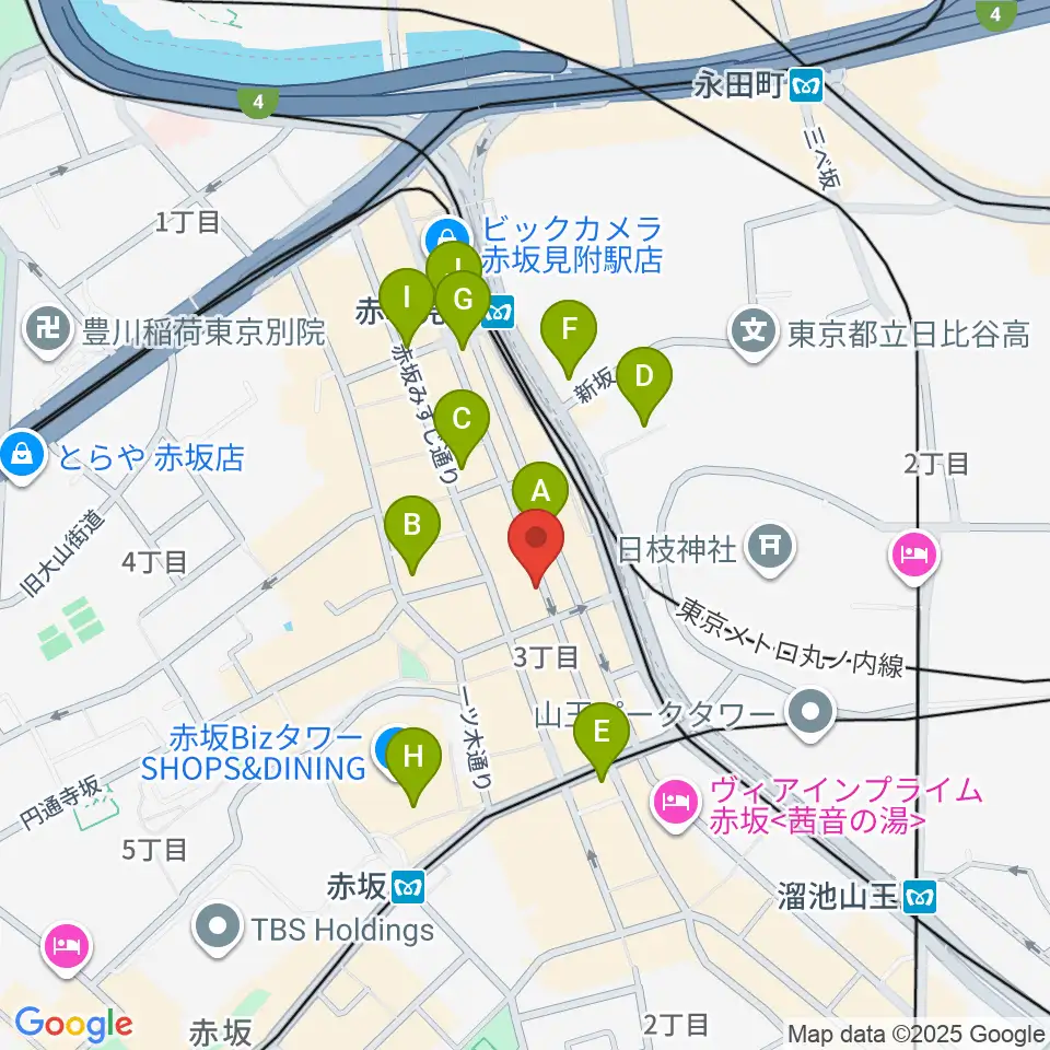 クローフィッシュ赤坂周辺のコンビニエンスストア一覧地図