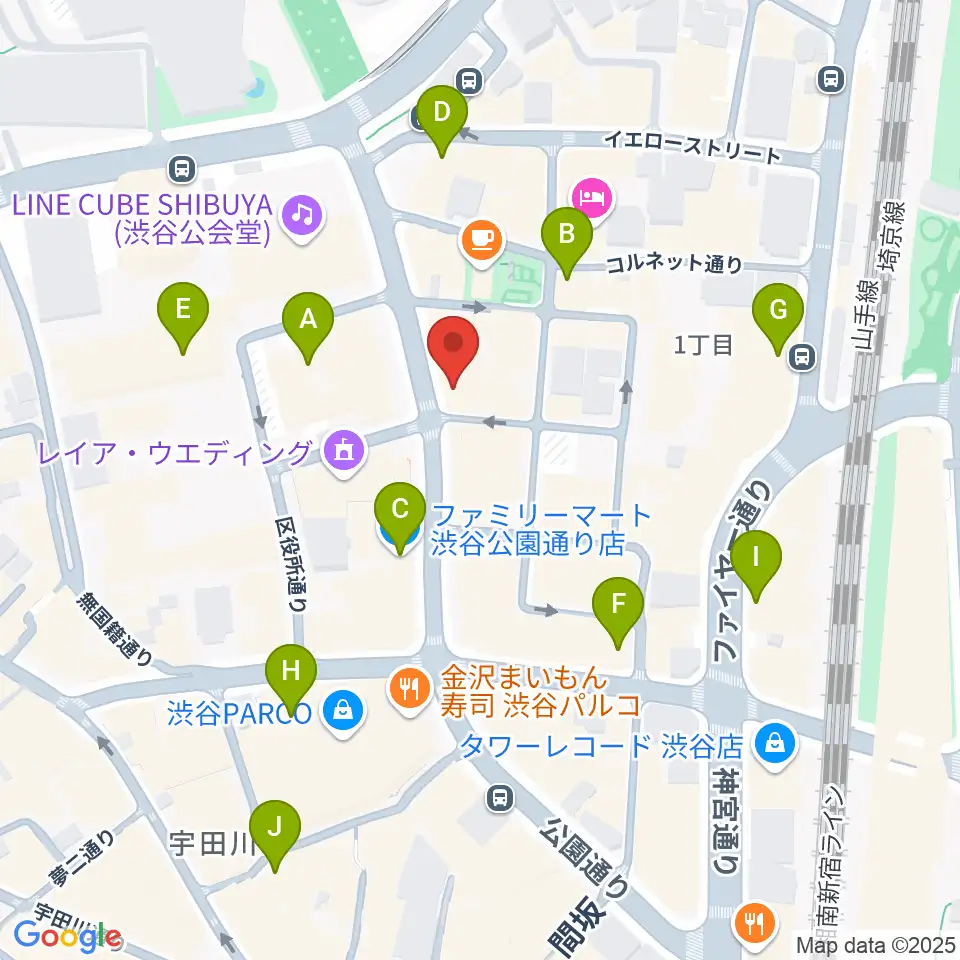 渋谷UNDERBAR周辺のコンビニエンスストア一覧地図