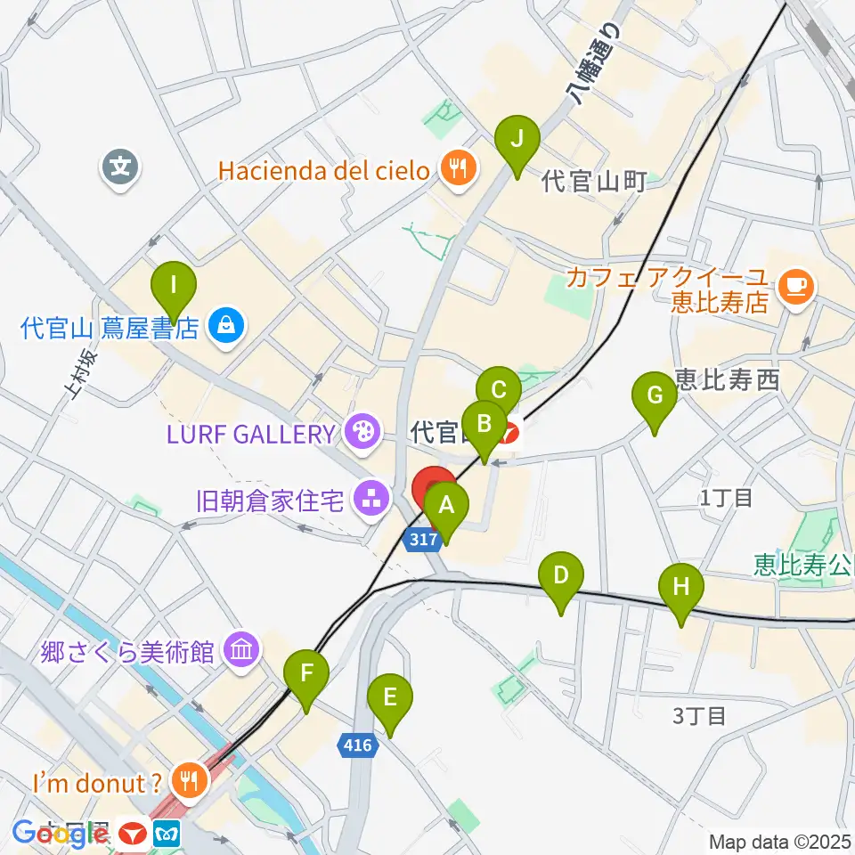 代官山UNIT周辺のコンビニエンスストア一覧地図