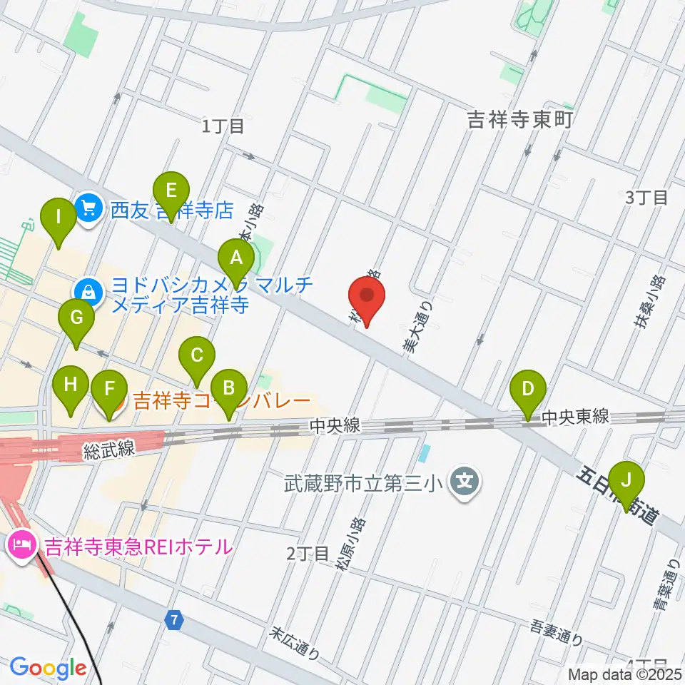 吉祥寺クレッシェンド周辺のコンビニエンスストア一覧地図