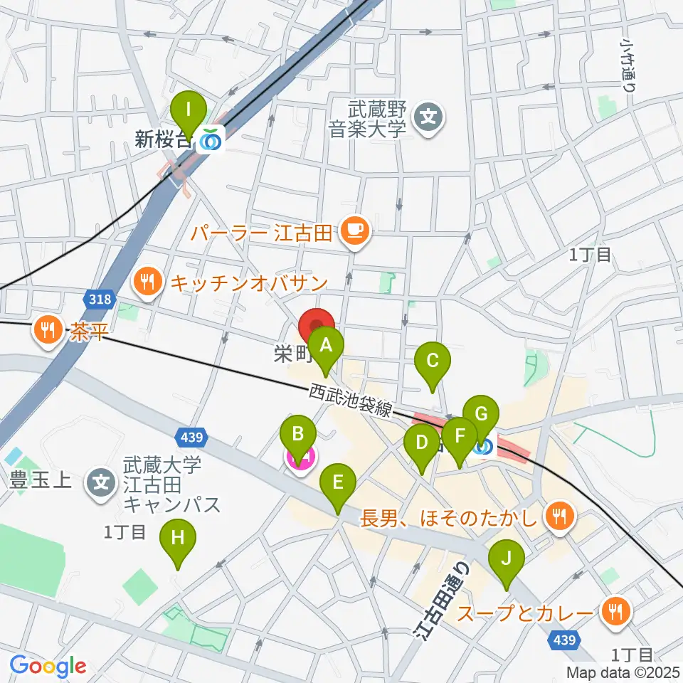 江古田フライングティーポット周辺のコンビニエンスストア一覧地図