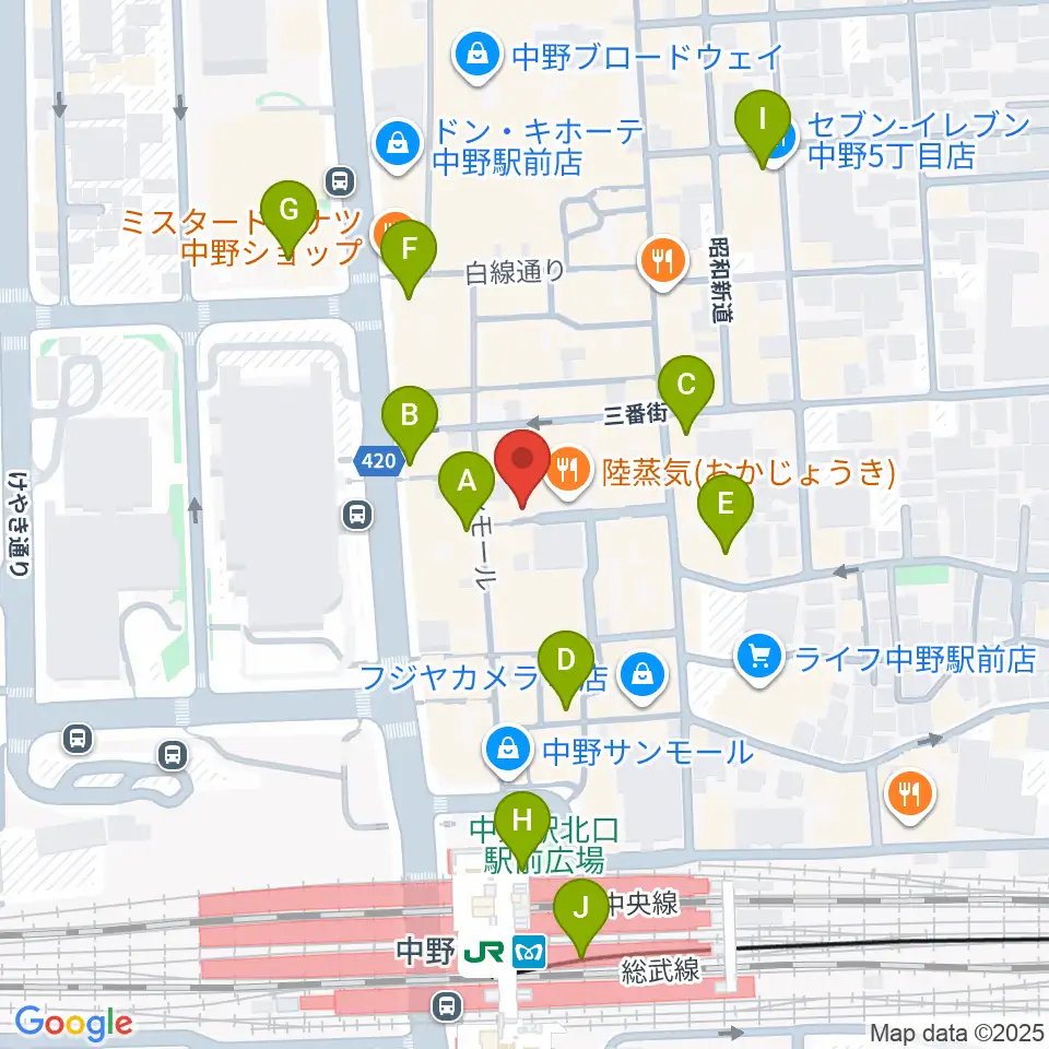 中野ブライトブラウン周辺のコンビニエンスストア一覧地図
