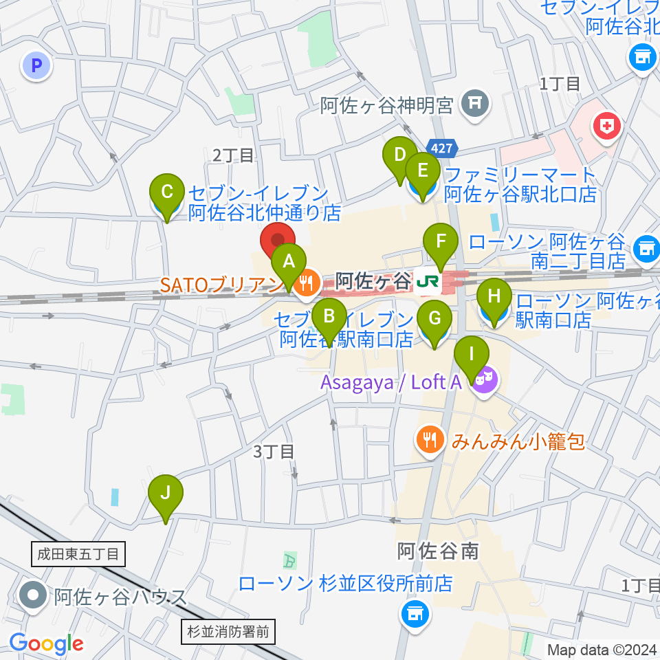 阿佐ヶ谷JAMBJAMB周辺のコンビニエンスストア一覧地図