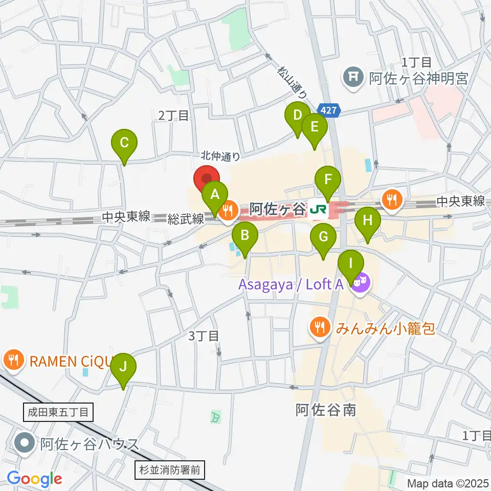 阿佐ヶ谷JAMBJAMB周辺のコンビニエンスストア一覧地図