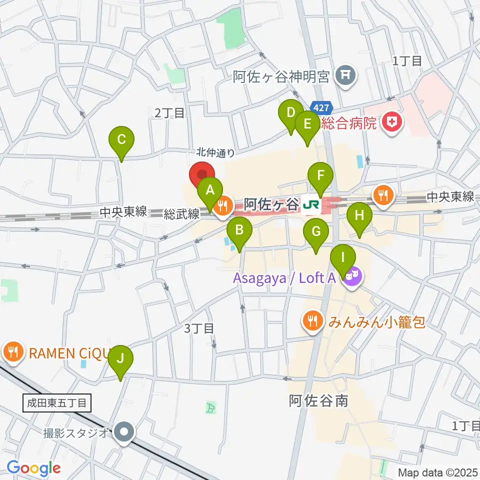 阿佐ヶ谷JAMBJAMB周辺のコンビニエンスストア一覧地図