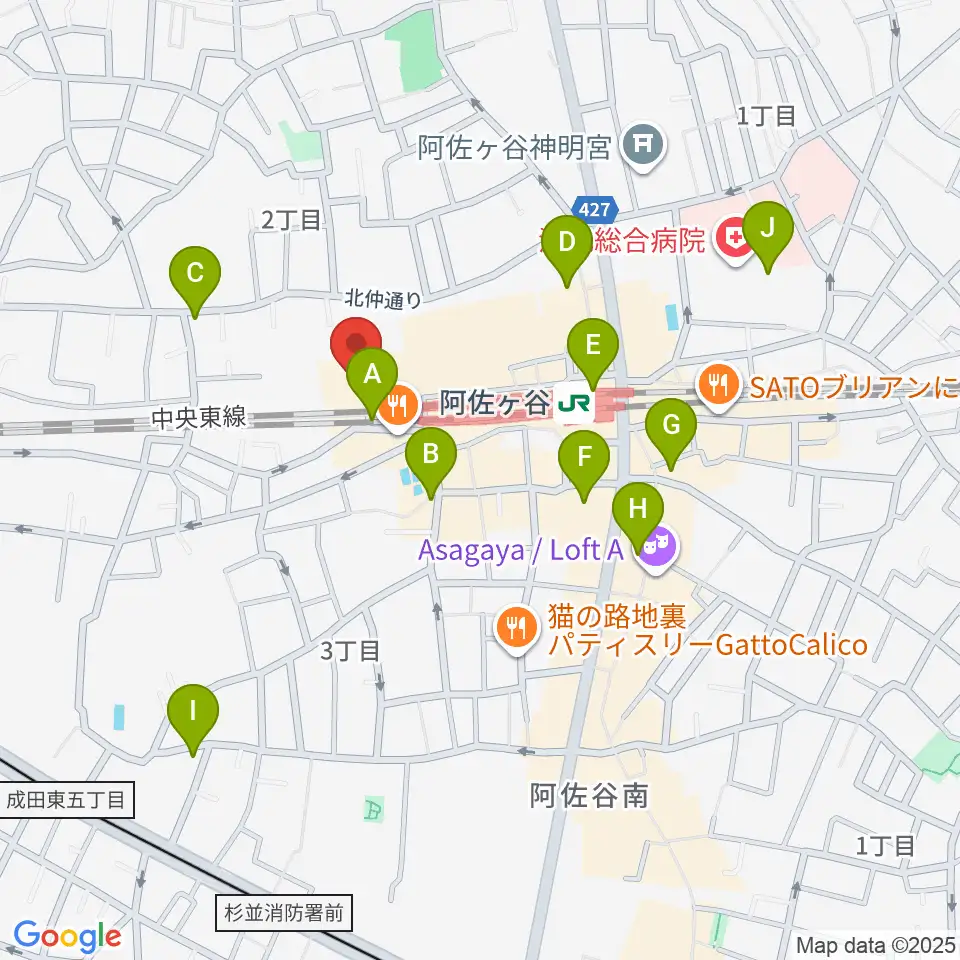 阿佐ヶ谷JAMBJAMB周辺のコンビニエンスストア一覧地図