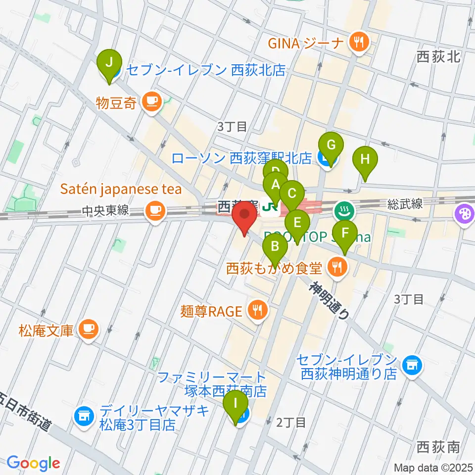 西荻窪クラップ・クラップ周辺のコンビニエンスストア一覧地図