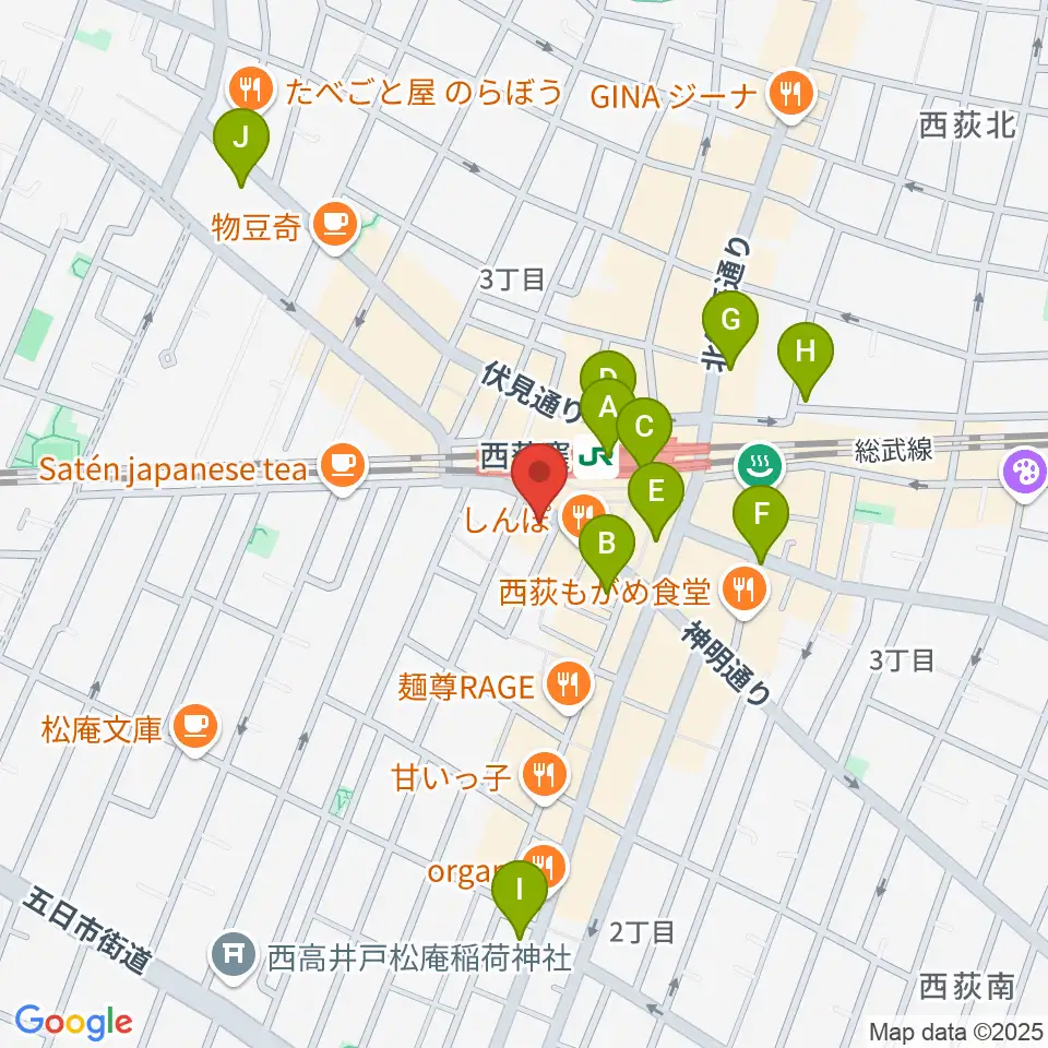 西荻窪クラップ・クラップ周辺のコンビニエンスストア一覧地図