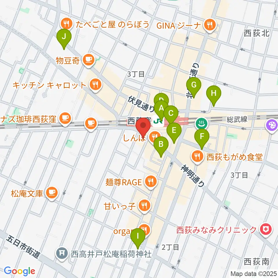 西荻窪クラップ・クラップ周辺のコンビニエンスストア一覧地図