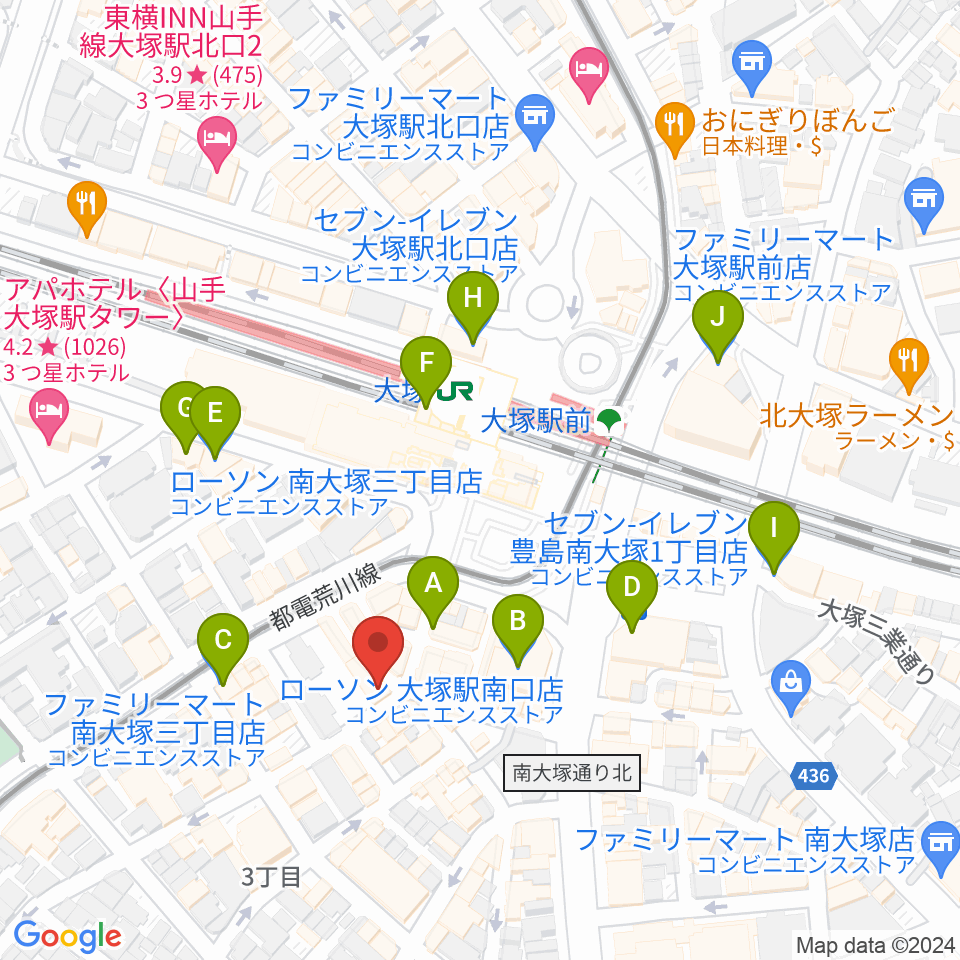 大塚Deepa周辺のコンビニエンスストア一覧地図