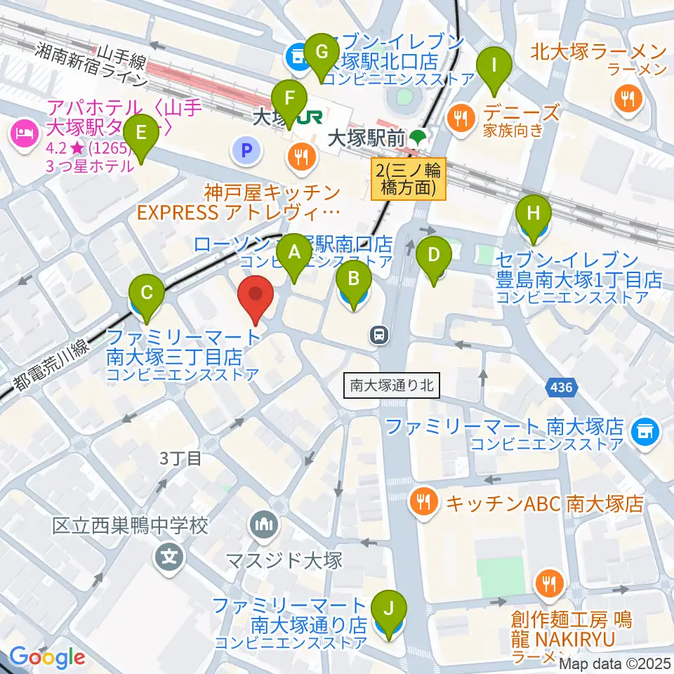 大塚Deepa周辺のコンビニエンスストア一覧地図