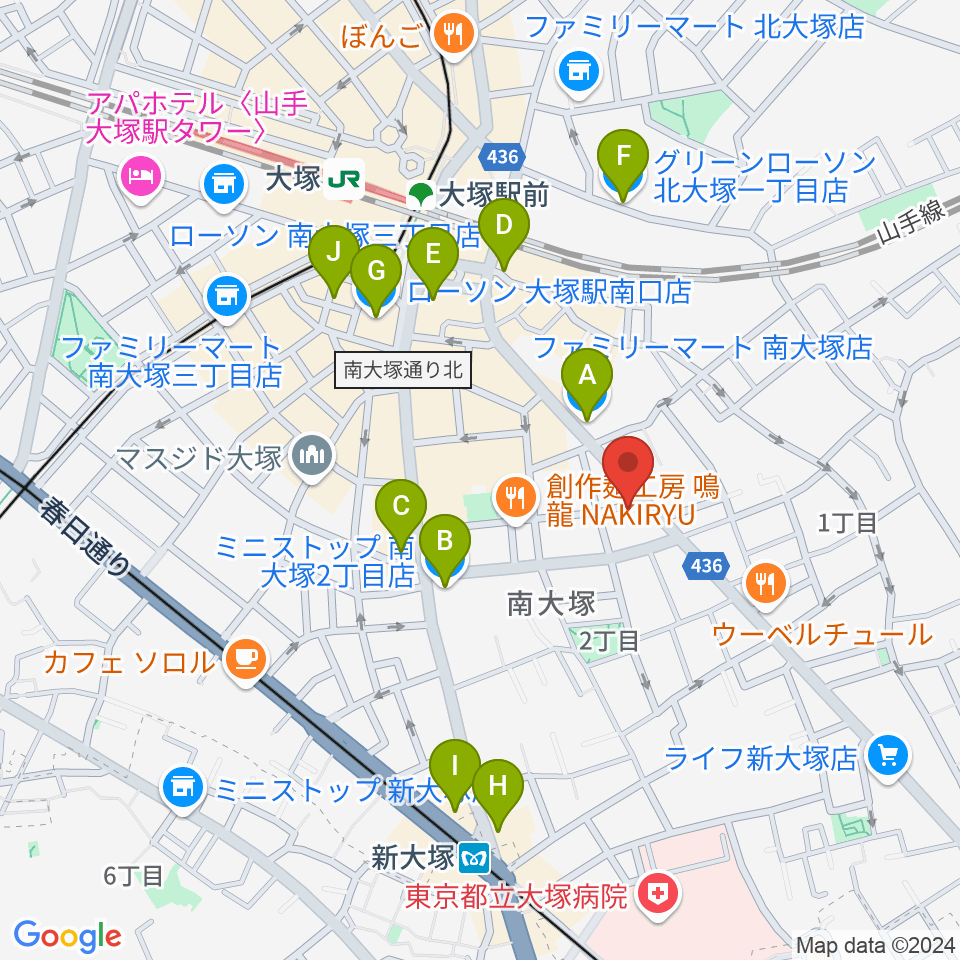 大塚ドンファン周辺のコンビニエンスストア一覧地図