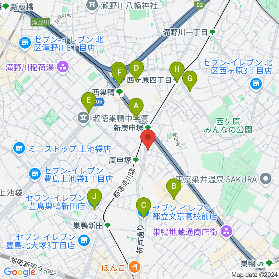 巣鴨スタジオフォー周辺のコンビニエンスストア一覧地図