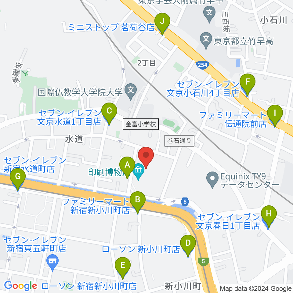 トッパンホール周辺のコンビニエンスストア一覧地図