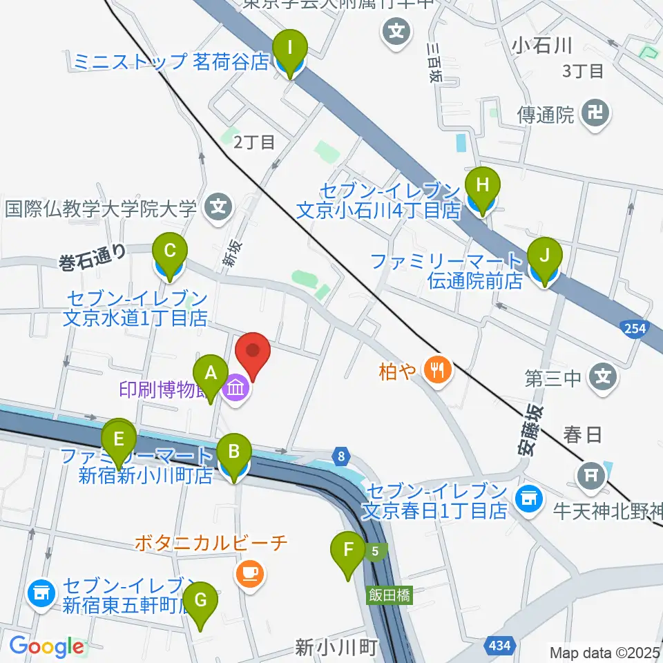 トッパンホール周辺のコンビニエンスストア一覧地図