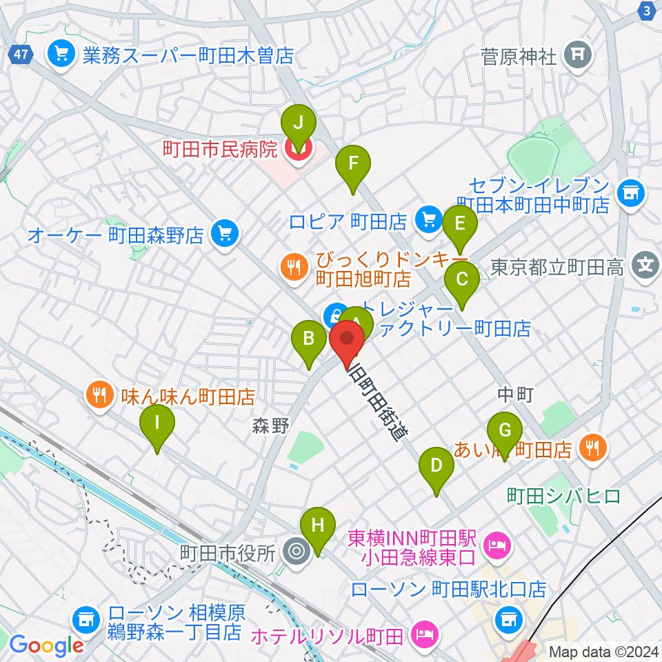 町田SDR周辺のコンビニエンスストア一覧地図